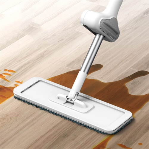 Hands  Flat Mop with Bucket, 360 Spin Microfiber Floor Mop for Home and Kitchen, Double Scraper Drainage 2