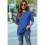 V Neck Short Sleeve Basic Tees Sapphire  S 2