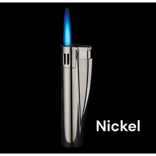 Refillable Metal Torch Lighter Windproof Blue Flame Adjustable Compact Design for Men Nickel 1