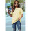 V Neck Short Sleeve Basic Tees Light Yellow XXL 2