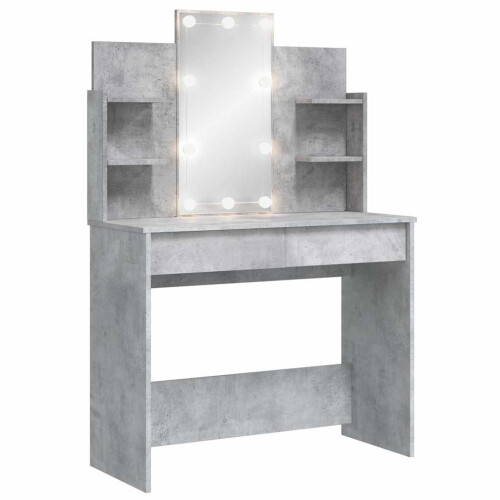 Berkfield Dressing Table with LED Lights Concrete Grey 96x40x142 cm 1