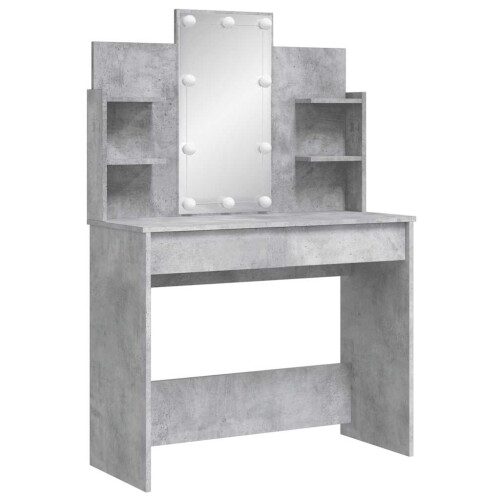 Berkfield Dressing Table with LED Lights Concrete Grey 96x40x142 cm 2
