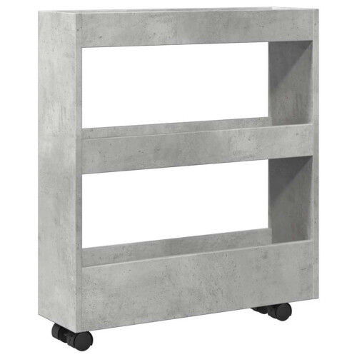 Berkfield Narrow Storage Trolley 3 Tier Concrete Grey Engineered Wood 1