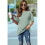 V Neck Short Sleeve Basic Tees Bean Green L 2