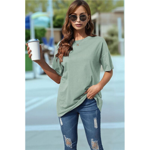 V Neck Short Sleeve Basic Tees Bean Green L 1