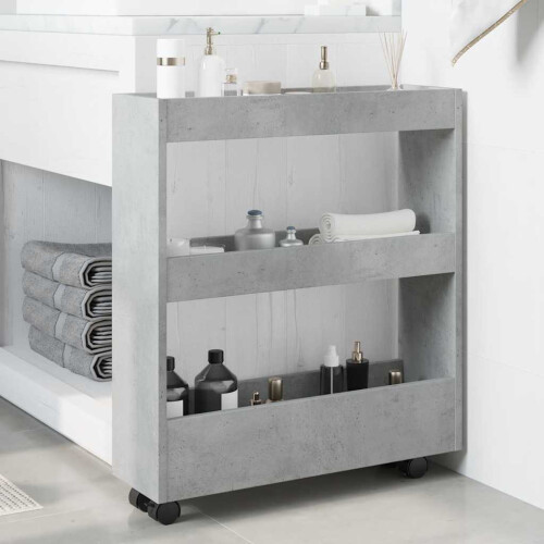 Berkfield Narrow Storage Trolley 3 Tier Concrete Grey Engineered Wood 2