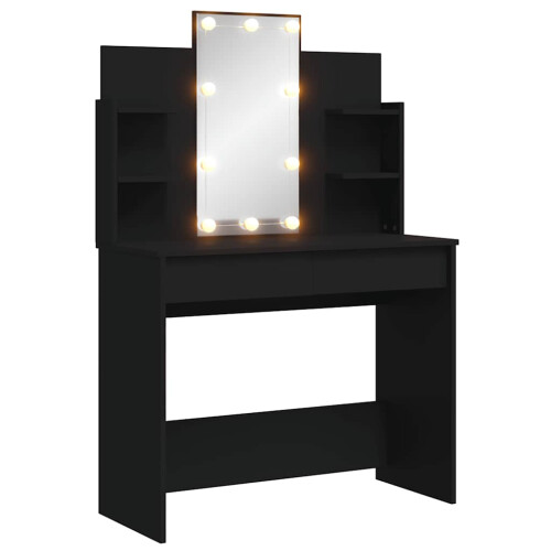 Berkfield Dressing Table with LED Lights Black 96x40x142 cm 1