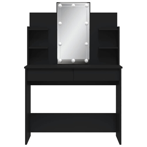 Berkfield Dressing Table with LED Lights Black 96x40x142 cm 2