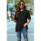 V Neck Short Sleeve Basic Tees Black XL 2
