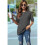 V Neck Short Sleeve Basic Tees Dark Gray M 2