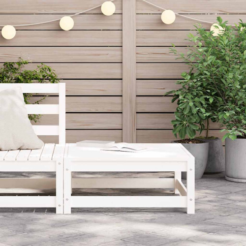 Berkfield Garden Footstool White 70x70x30 cm Solid Wood Pine 2