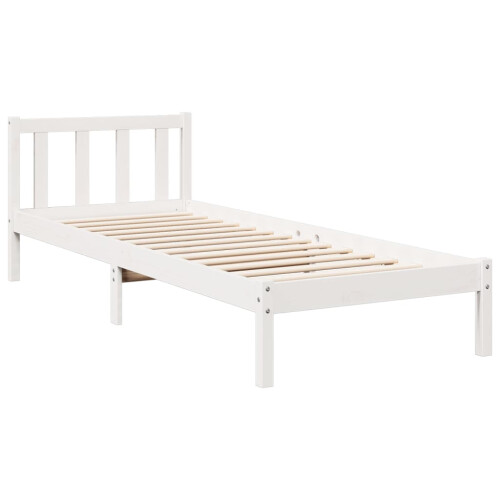 Berkfield Extra Long Bed Frame without Mattress White 80x220 cm Solid Wood Pine 2