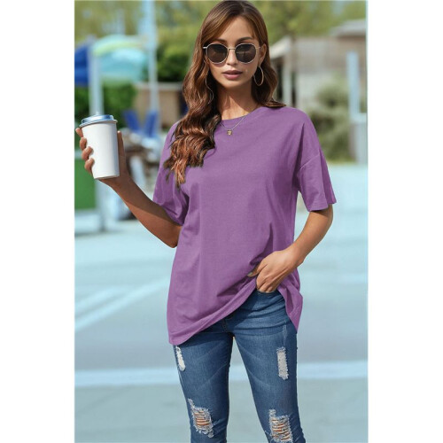 V Neck Short Sleeve Basic Tees  L 1