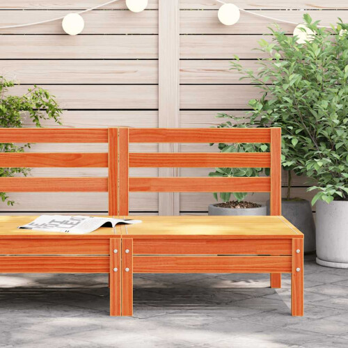 Berkfield Garden Sofa Armless Wax Brown Solid Wood Pine 2