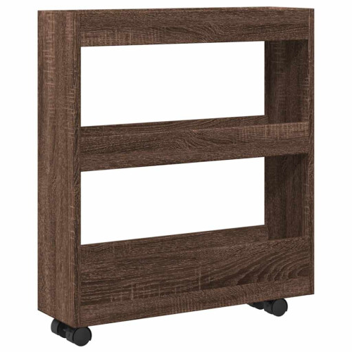 Berkfield Narrow Storage Trolley 3 Tier Brown Oak Engineered Wood 1