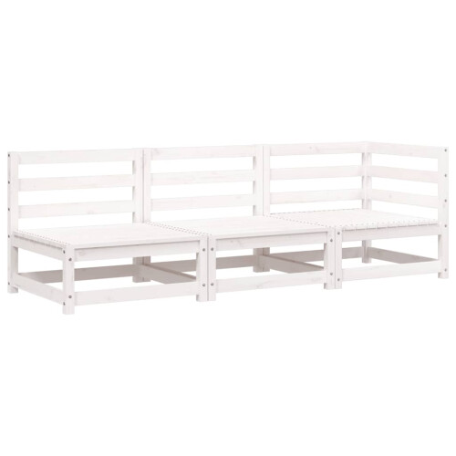 Berkfield Garden Sofa 3-Seater White Solid Wood Pine 1