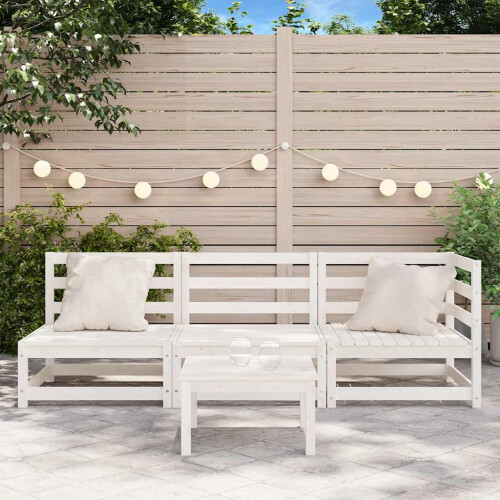 Berkfield Garden Sofa 3-Seater White Solid Wood Pine 2