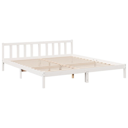 Berkfield Extra Long Bed Frame without Mattress White 200x220 cm Solid Wood Pine 2