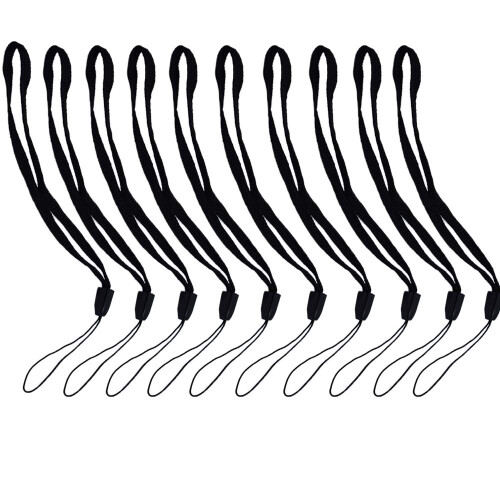 Black Nylon Phone Lanyard Strap with Quick‑Release Buckle, Secure Anti‑Drop Hand Strap 10‑Pack