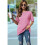 V Neck Short Sleeve Basic Tees Light Red M 2