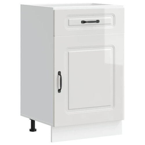 Berkfield Kitchen Base Cabinet Kalmar High Gloss White Engineered Wood 1