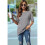 V Neck Short Sleeve Basic Tees Light Gray XXL 2