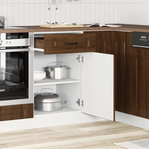 Berkfield Kitchen Base Cabinet Kalmar Brown Oak Engineered Wood 2