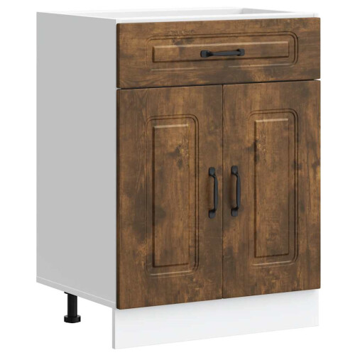 Berkfield Kitchen Base Cabinet Kalmar Smoked Oak Engineered Wood 1