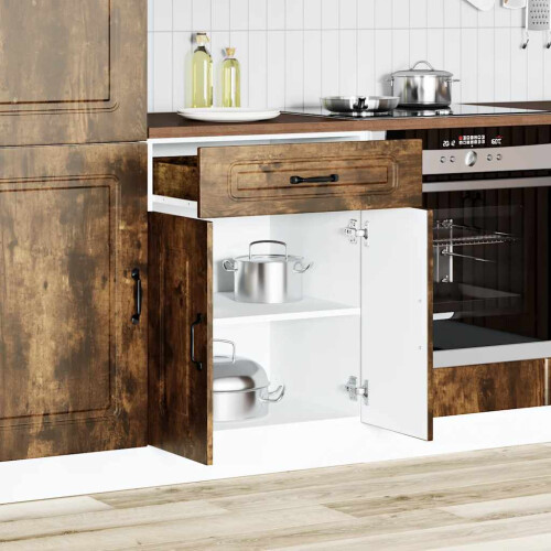 Berkfield Kitchen Base Cabinet Kalmar Smoked Oak Engineered Wood 2