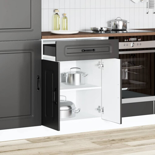 Berkfield Kitchen Base Cabinet Kalmar Black Engineered Wood 2