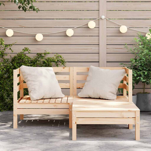 Berkfield Garden Sofa 2-Seater with Footstool Solid Wood Pine 2