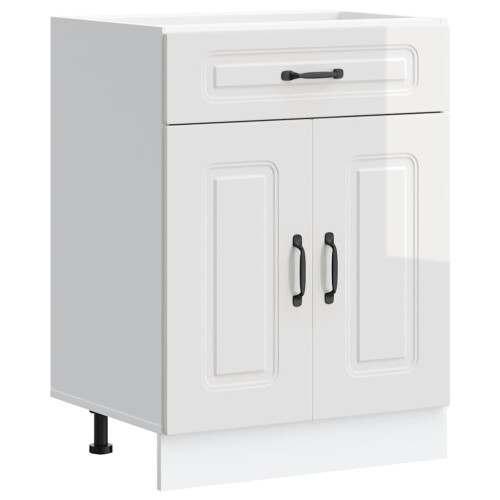 Berkfield Kitchen Base Cabinet Kalmar High Gloss White Engineered Wood 1