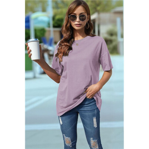 V Neck Short Sleeve Basic Tees Lotus Root Color XL 1