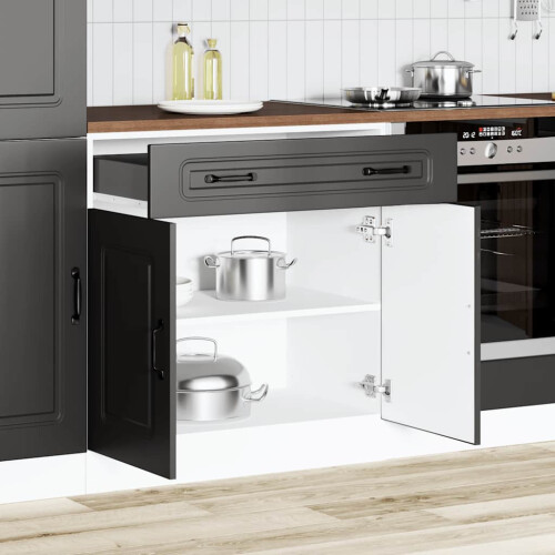 Berkfield Kitchen Base Cabinet Kalmar Black Engineered Wood 2