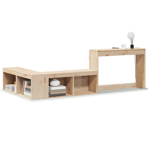Berkfield Bedside Cabinet with Desk 232x122x75 cm Solid Wood Pine 1