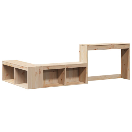 Berkfield Bedside Cabinet with Desk 232x122x75 cm Solid Wood Pine 2