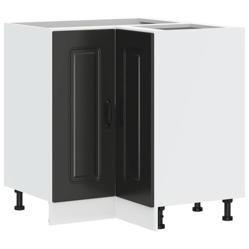 Berkfield Kitchen Corner Base Cabinet Kalmar Black Engineered Wood 1