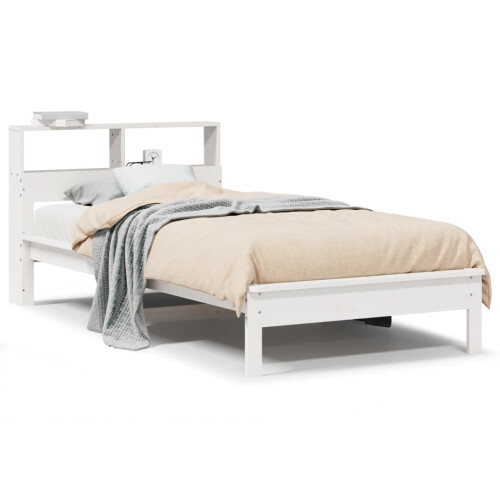 Berkfield Bookcase Bed without Mattress White 75x190 cm Small Single Solid Wood Pine 1