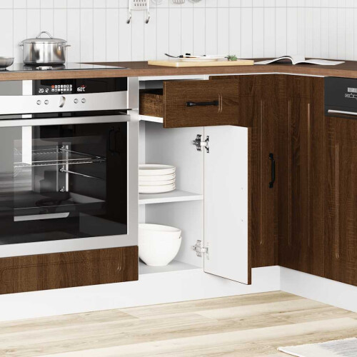 Berkfield Kitchen Base Cabinet Kalmar Brown Oak Engineered Wood 2