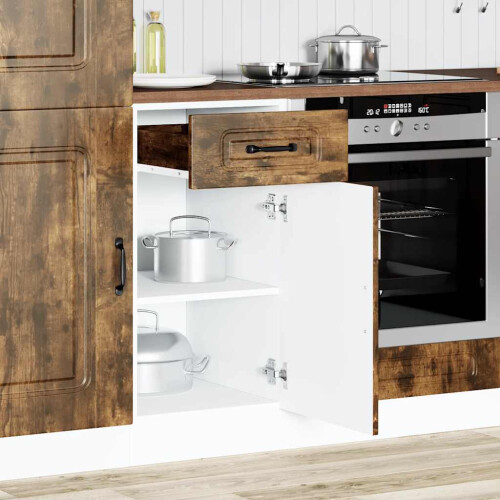 Berkfield Kitchen Base Cabinet Kalmar Smoked Oak Engineered Wood 2