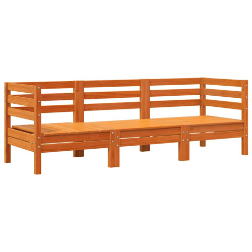 Berkfield Garden Sofa 3-Seater Wax Brown Solid Wood Pine 1