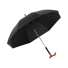 Walking Cane Umbrella Dual Purpose Design Automatic Open Windproof Fiberglass 8 Rib Black