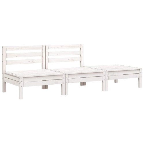 Berkfield Garden Sofa 3-Seater White Solid Wood Pine 1