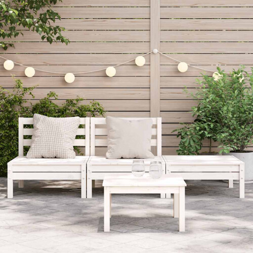 Berkfield Garden Sofa 3-Seater White Solid Wood Pine 2