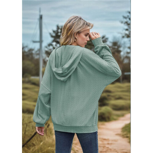 Long Sleeve Zip- Hoodie Dark Green M 2