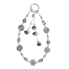 Beaded Phone Strap Lanyard for Women, Handmade Grey  Drop‑Resistant Phone Jewelry