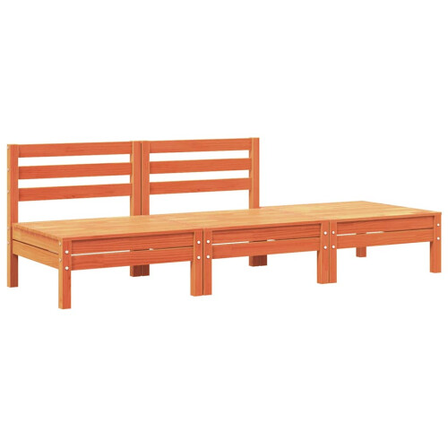Berkfield Garden Sofa 3-Seater Wax Brown Solid Wood Pine 1