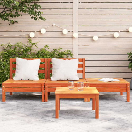 Berkfield Garden Sofa 3-Seater Wax Brown Solid Wood Pine 2