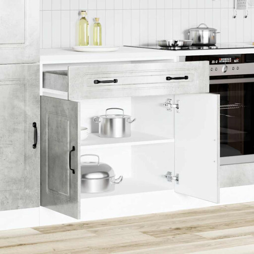 Berkfield Kitchen Base Cabinet Kalmar Concrete Grey Engineered Wood 2