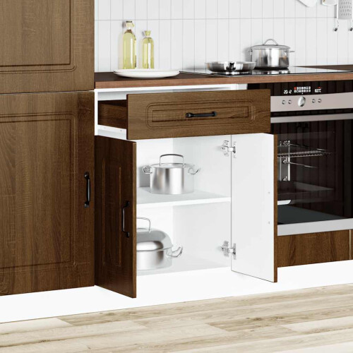 Berkfield Kitchen Base Cabinet Kalmar Brown Oak Engineered Wood 2